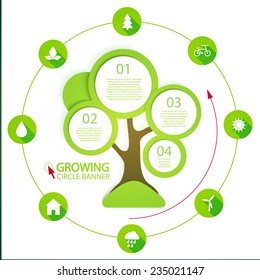 Circle banners. Infographic design with abstract tree.  Vector illustration 