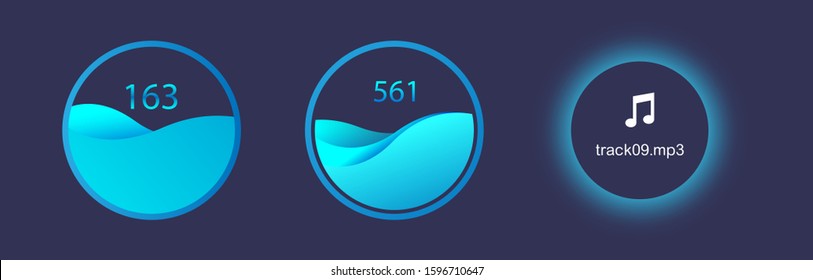 Circle bar UI, UX, KIT interface, modern beautiful design of indicators, Info elements set. Progress bar for dashboard UI, UX, KIT, HUD interface. Vector GUI collection