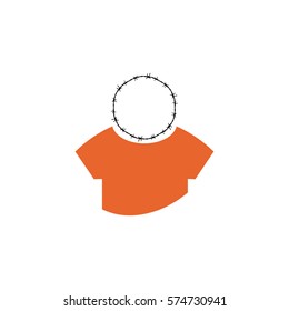circle barbed wire. icon man orange. prisoner sign