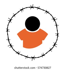 circle barbed wire. icon web. orange and black. man sign