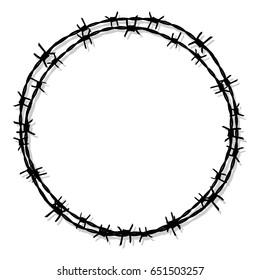 circle barbed wire. prison icon vector