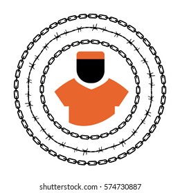 circle barbed wire. prison man vector icon web. chain