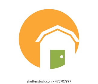 circle barn house home housing residence residential real estate image vector icon logo symbol