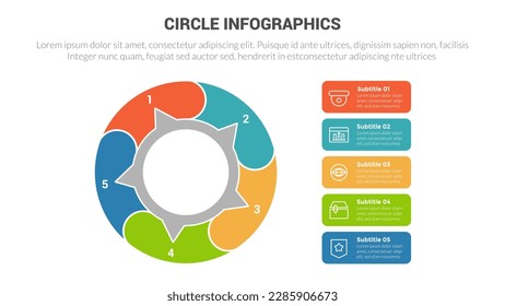 circle base infographics template diagram banner with big circle circular and 5 point step creative design