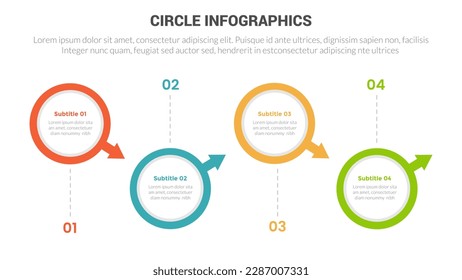 circle base infographics template diagram banner with timeline right direction and 4 point step creative design