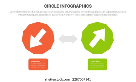circle base infographics template diagram banner with up and down arrows and 2 point step creative design