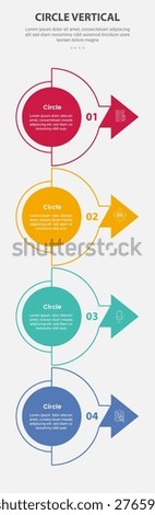 Circle base shape mobile vertical template infographic with big arrow right direction on outline base for mobile smartphone content with 4 points vector