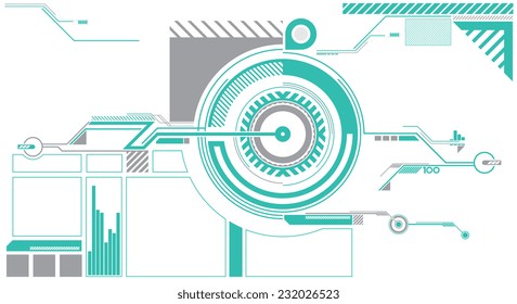 A circle based HUD vector graphic suitable for video games or movies.