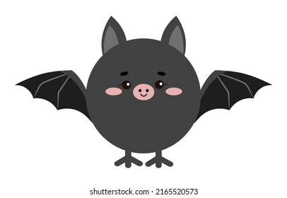 Circle bat forest animal face with paws icon isolated on white background. Cute bat cartoon round shape kawaii kids avatar character. Vector flat clip art illustration mobile ui game application.