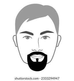 Circle Beard Stil Männer in Gesichtsgrafik Facial Haar Schnurrbart mit abgerundeter Ziege. Vektorgrau Schwarz Porträt männliche Fashion Vorlage flach Friseur Set. Stilvolle Frisur einzeln auf Weiß
