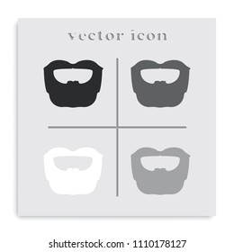 Circle beard style. Beard and mustache flat black and white vector icon.