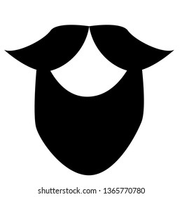Circle beard style. Beard and mustache icon.