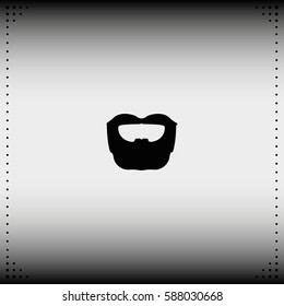 Circle beard style. Beard and mustache icon.