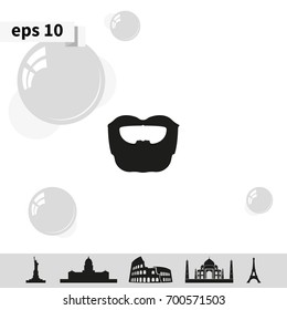 Circle beard style. Beard and mustache icon.