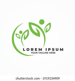Circle beauty care human leaf logo symbol. Clinic logo