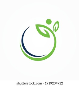 Circle beauty care human leaf logo symbol. Clinic logo