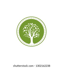 Circle Beauty Leaf Concept Design Element Logo Vector Emblem