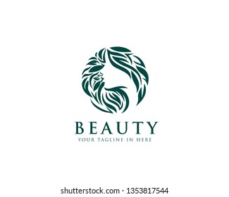 Circle Beauty Natural Women Face Logo Design Inspiration