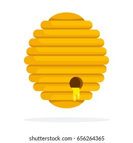 Circle Bee hive with honey vector flat material design isolated on white