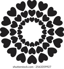 Circle of Best Heart Shape, Heart Circle Frame, Vector illustration.