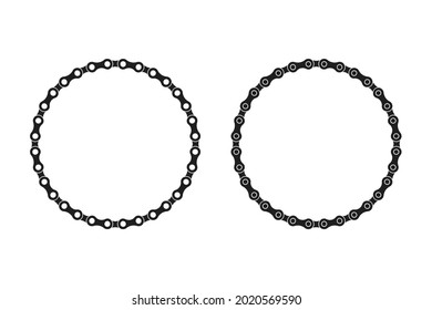 Circle bicycle chain frame, vector flat illustration, silhouette design, closed circle
