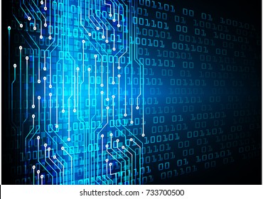 Circle binary circuit board future technology, blue cyber security concept background, abstract hi speed digital internet.motion move blur. pixel vector