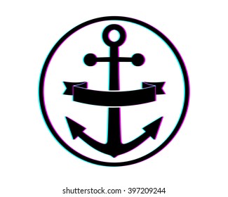 circle black anchor navy marine harbor port symbol icon image