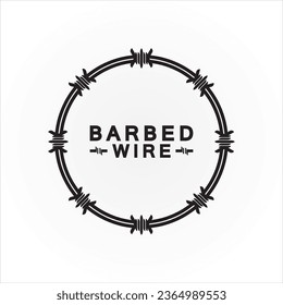 Circle black barbed wire logo design vector illustration