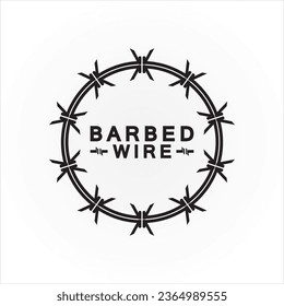 Circle black barbed wire logo design vector illustration