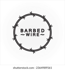 Circle black barbed wire logo design vector illustration