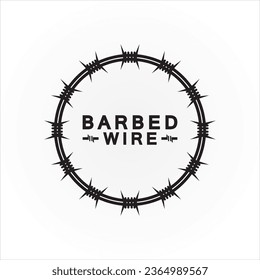 Circle black barbed wire logo design vector illustration