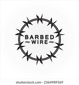 Circle black barbed wire logo design vector illustration