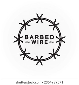 Circle black barbed wire logo design vector illustration