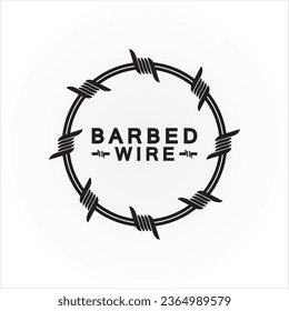 Circle black barbed wire logo design vector illustration