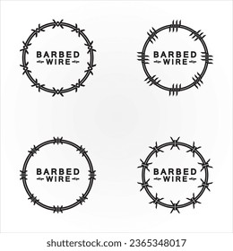 Circle black barbed wire logo design vector illustration