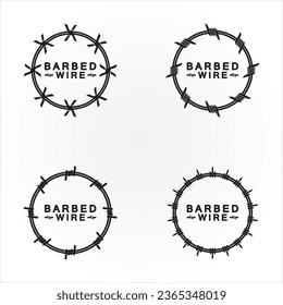 Circle black barbed wire logo design vector illustration