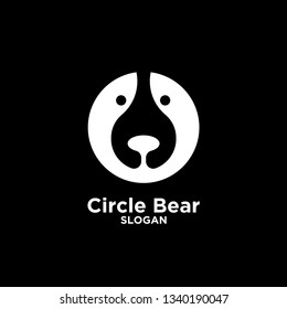 circle black bear rounded logo icon designs vector illustration template
