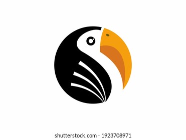 Circle black bird flat illustration design