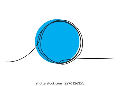 circle black and blue one line continous frame 
