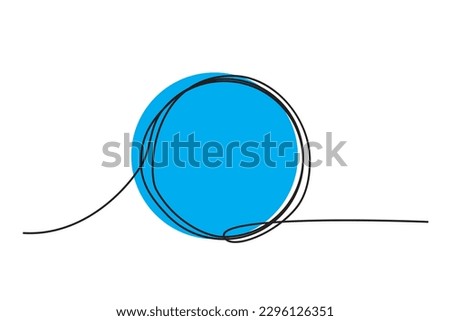 circle black and blue one line continous frame 
