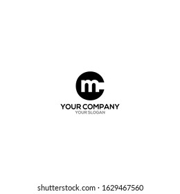 Circle Black CM Logo Design Vector