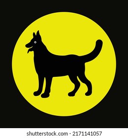 Circle black dog animal vector logo 