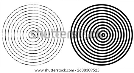 Circle black earthquake icon set. Round vibration graphic or black alert radar. Radio signal. Symbol of waveform burst rays. Concentric circles isolated on white background.eps10