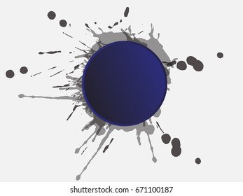 Circle with black ink blots.