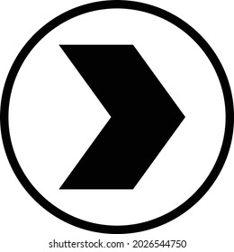 a circle with a black line and a sharp arrow head in the middle.  can be used for anyone, anytime, anywhere, any industry, any field, and any media
