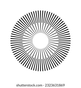 Circle with black lines on a white background like sun. Can be used as an icon, logo, tattoo.