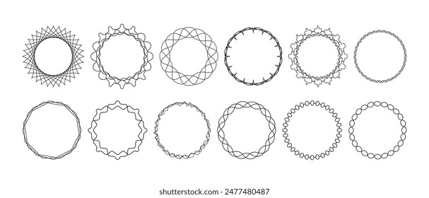 circle black outline set collection texture design vector illustration