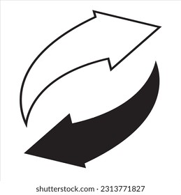 Circle black and white arrow icon flat. arrow icon, curved arrow sign.