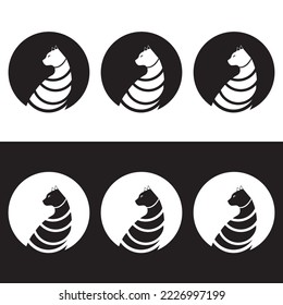 Circle black and white cat animal logo 