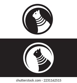 Circle black and white cat logo design. icon logo .
